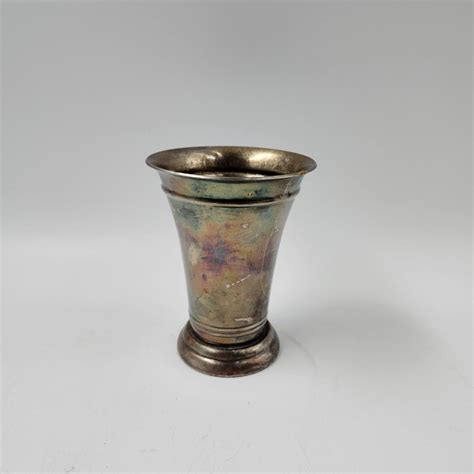 POTTERY BARN SILVER TONE METAL VASE | EstateSales.org