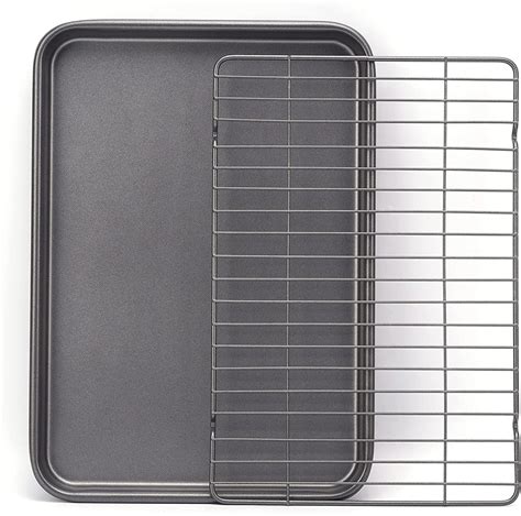 Baking Sheet & Rack Set (1 Sheet + 1 Rack), Gray Carbon Steel Cookie ...