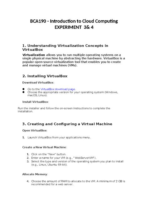 BCA190 - Syllabus - BCA190 - Introduction to Cloud Computing EXPERIMENT ...