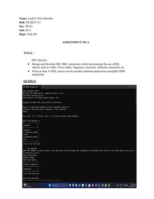 Lab manuals of AI CN dBMS - Name : Laukik Nitin Marathe Roll No : TEAD ...