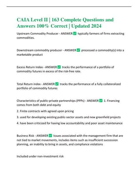 CAIA Level II | 163 Complete Questions and Answers 100% Correct ...