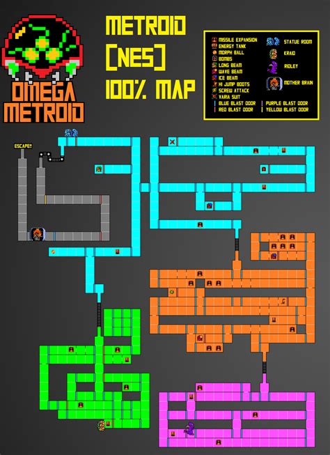 Nes Metroid Complete Map Ferenia Area Map And 100% Items Guide