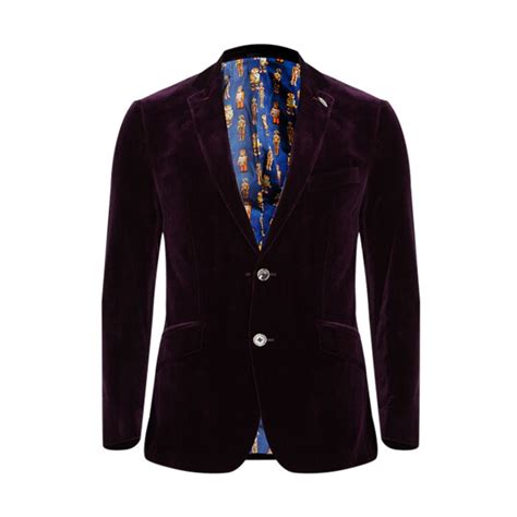Buy Scotch & Soda Purple Sb2 Notch Velvet Blazer for Men Online | The ...