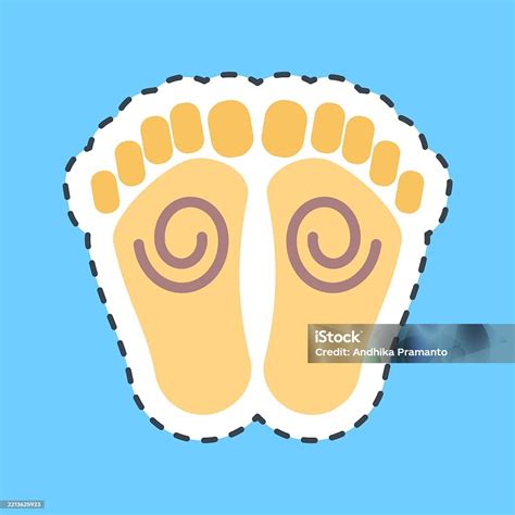 Cutting Line Sticker Buddha Feet Buddhism And Vesak Elements Stock ...