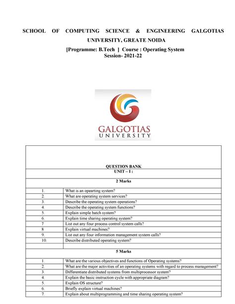 QB-Operating system - SCHOOL OF COMPUTING SCIENCE & ENGINEERING ...