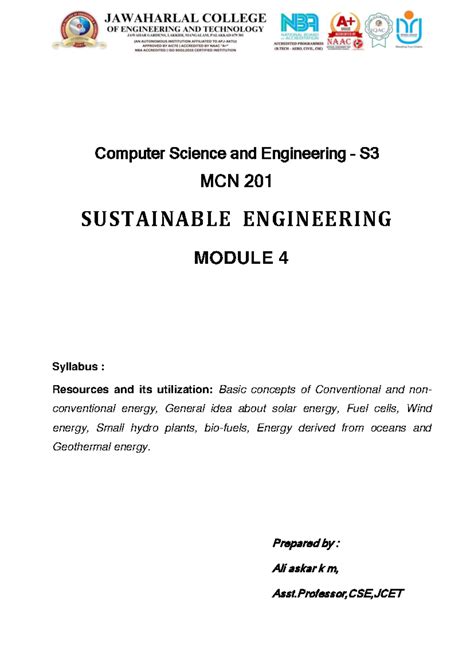 MCN 201 – Sustainable Engineering Module 4 Notes (S3_CSE) - Computer ...