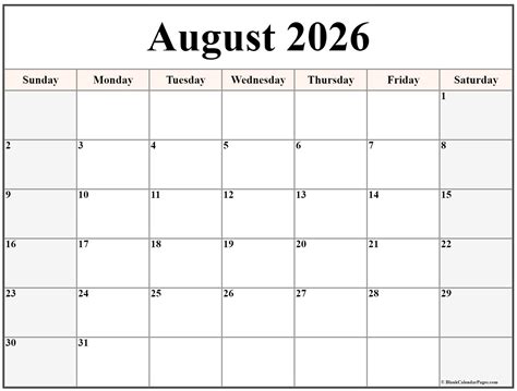 Blank Calendar Printable August 2023 - 2026 Blank Calendar: Download Your Free Templates