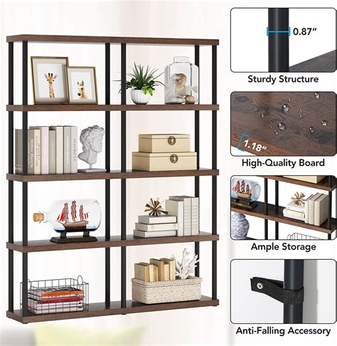 Buy Tribesigns Bookshelf Book Storage Shelves, 71 Double Wide Etagere ...
