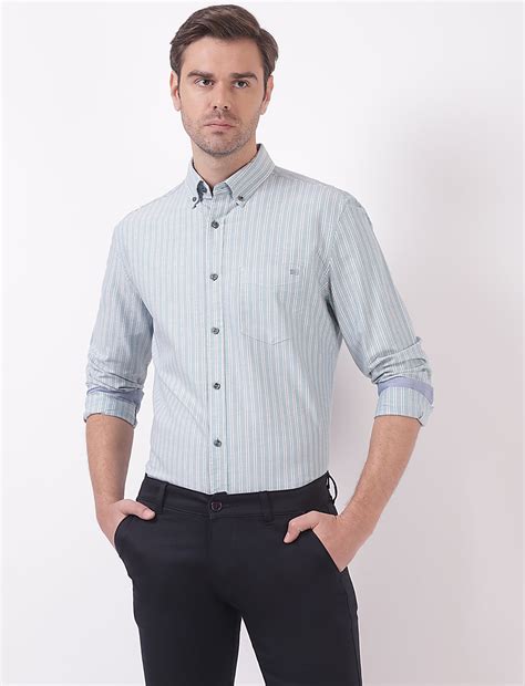 Buy Cotton Stripes Button Down Collar Shirts at Marks & Spencer