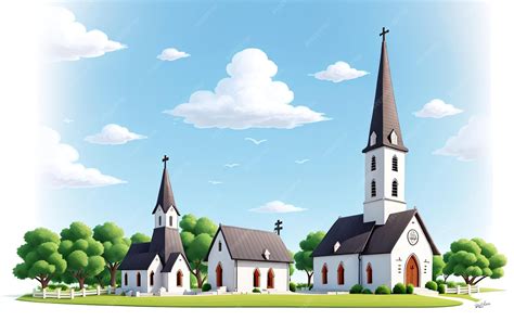 Premium AI Image | a cartoon illustration of a church with a church in ...