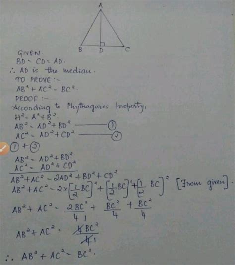 If D is the point on the side BC of ∆ABC such that BD=CD=AD, - Brainly.in
