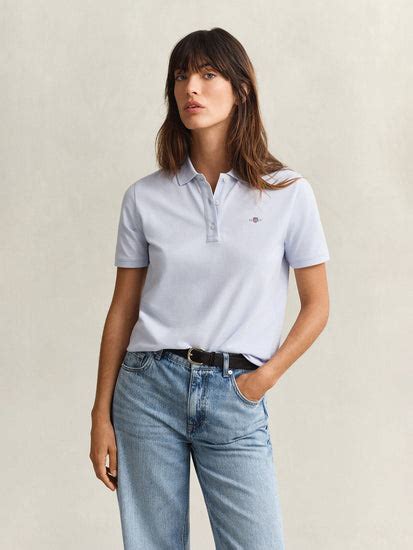 Shop GANT Women Blue Regular Fit Pique Polo T-Shirt - Gant India