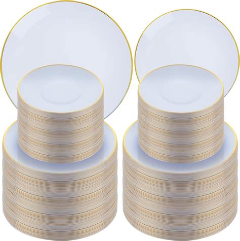 Amazon.com: Ctosree Plastic Plates Bulk Heavy Duty Hard Disposable ...