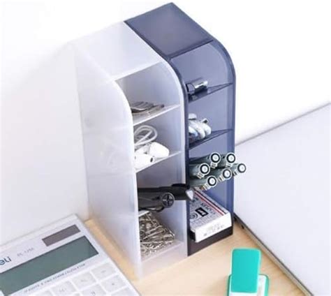 Jarvik 4 Compartment Office Desktop Storage Plastic Box, Pen Pencil ...