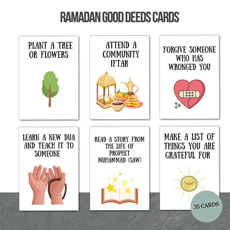 Good Deeds Cards , Printable Islamic Ramadan Flashcards for Kids,digital Muslim Good Deeds ...