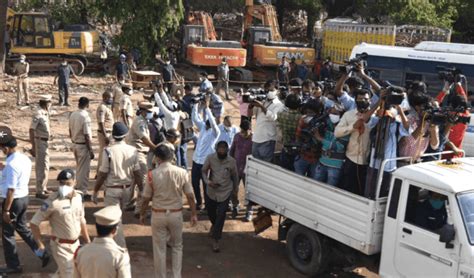 Telangana journalists record Old Secretariat demolition but huddled and ...