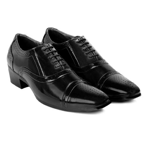 Men's Height Increasing Faux Leather Oxford Semi Brogue Formal Lace-Up ...