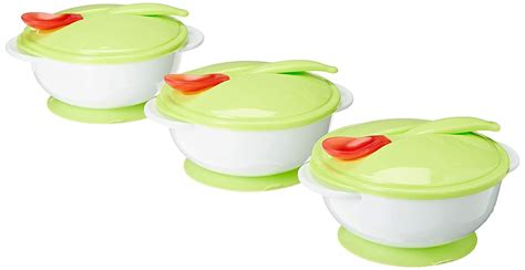 Buy Stay Put Baby Suction Feeding Bowl Set with Thermo-Sensitive Spoons ...