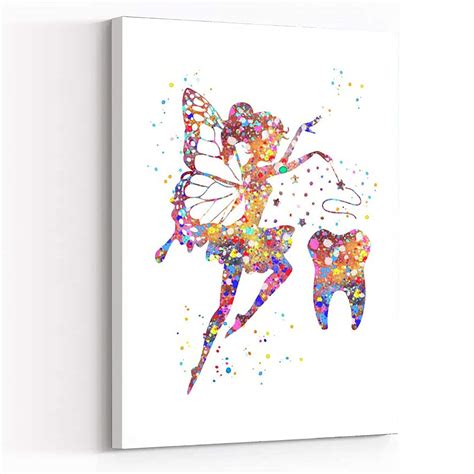 Buy Wall Art Kit,Tooth Fairy Watercolor Print Dental Art Dentist Clinic ...