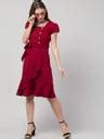 ZEUGEN Women A-line Maroon Knee Length Dress - Buy ZEUGEN Women A-line ...