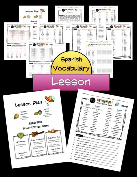 Spanish Study/Office Items Lesson Packet | Made By Teachers