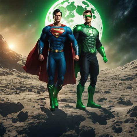 Superman and Green Lantern standing on the moon. - AI Generated Artwork ...
