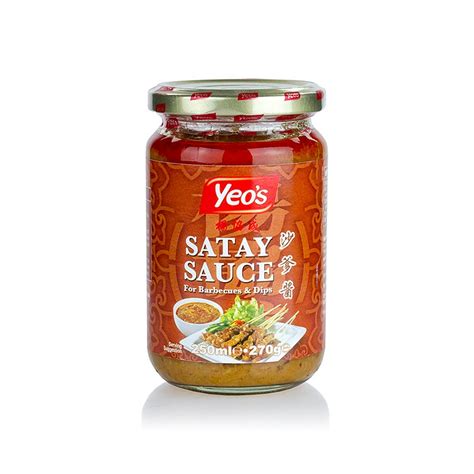 Molho de amendoim satay, para espetos satay, Yeo`s, 250ml, Vidro