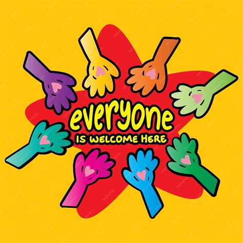 Premium Vector | Everyone is welcome here, hand lettering. wall art ...