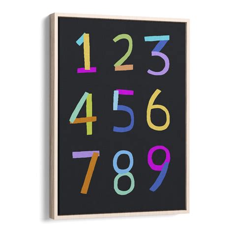 NUMBERS 1 TO 9 ON BLACK BACKGROUND , KIDS ROOM PAINTINGS