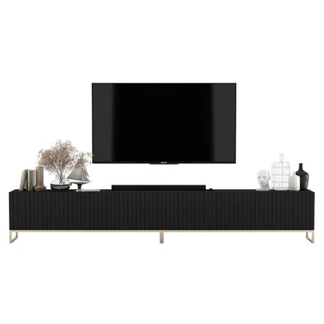 Szafka RTV Glamour pod Telewizor Komoda RTV Glamour Czarny Mat 300 cm ...