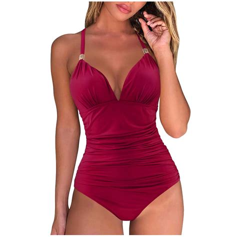 Hvyesh Swimsuits for Women Tummy Control Bathing Suits V Neck Wrap ...