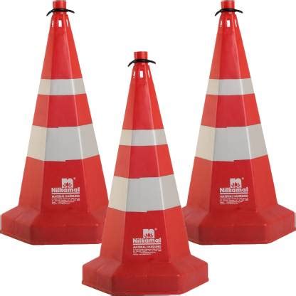 Ladwa Nilkamal Road Traffic Safety Cones, Pack of 3 cones 750mm, 3 mtr ...