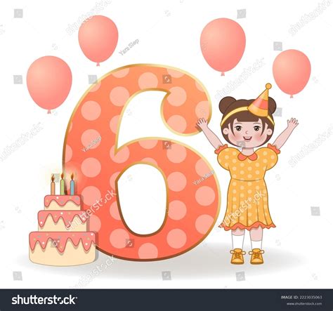 6 Years Birthday Birthday Girl Cake Stock Vector (Royalty Free ...
