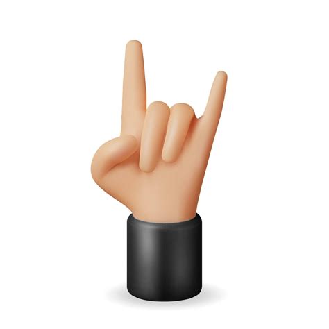 3D Hand Rock Gesture Symbol Isolated. Render Rock n Roll Music Hand ...