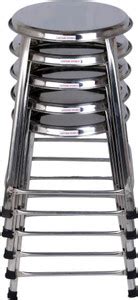 Lifetime Stools 24 Inch Pack of 5 Round Shape Stainless Steel Stool for ...