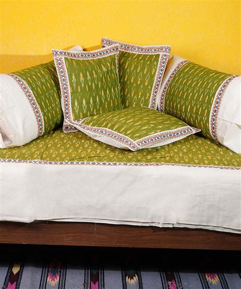 Olive green handwoven cotton diwan set – GoSwadeshi