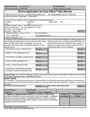 Application For Post Office Box - Fill and Sign Printable Template Online