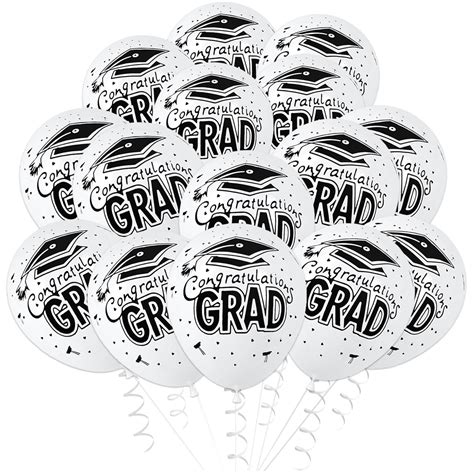 Rozi Decoration Congrats Grad White Latex Balloons for Graduation Party ...