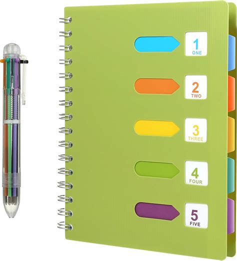 Kesote Lined Notebook Subject Notebook with Dividers Wirebound Notebook ...