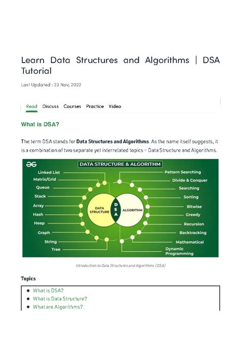 Data Structures and Algorithms (DSA) Comprehensive Tutorial Guide - Studocu