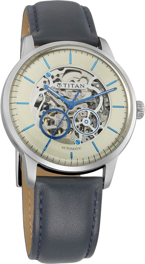 Titan Automatics Grey Dial Automatic Leather Strap Analog Watch for Men ...