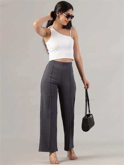 Loose Fit High-Rise Wrinkle Free Trousers - Fithub Fashion