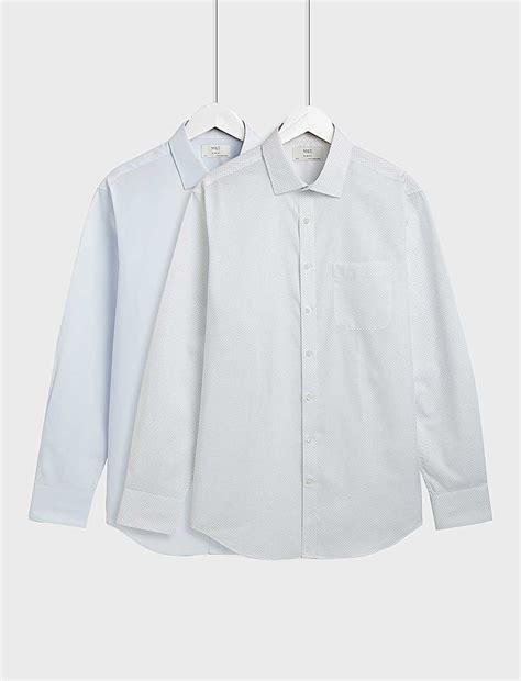 Buy 2pk Slim Fit Easy Iron Shirts at Marks & Spencer