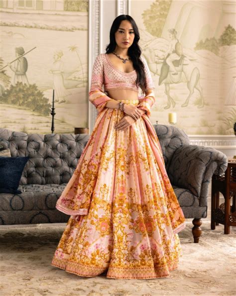 Shop for multicoloured printed lehenga set online