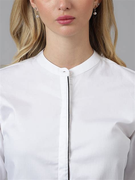 Hancock Women White Solid Pure Cotton Regular Fit Formal Shirt