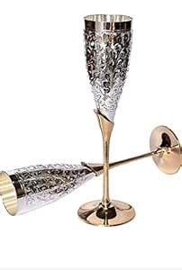 Buy DeVine Art Sparkle Silver Plated Brass Wine Goblet/Wine Glasses Set ...