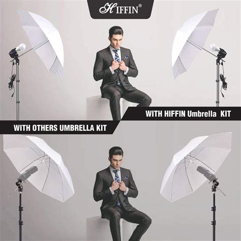 HIFFIN E27 Studio Double Holder KIT Umbrella White + Studio Light Stan