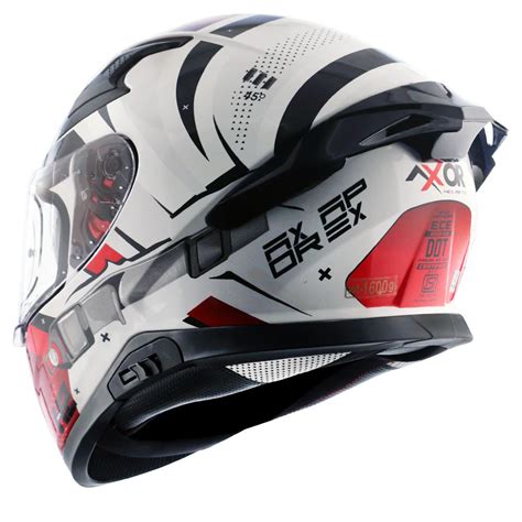 Motorcycle riding helmets - Gloss White Red Helmet - Axor Apex Hex 2