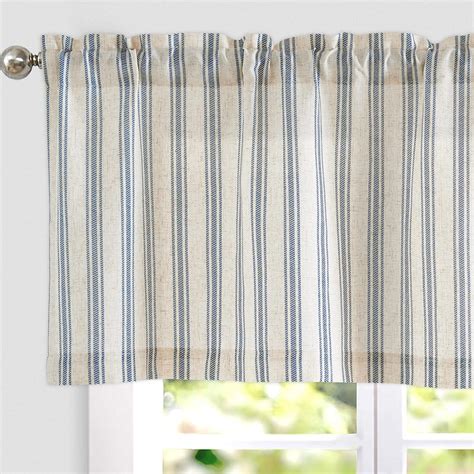 Buy JINCHAN Striped Valance Window Treatment Linen Valance for Windows ...