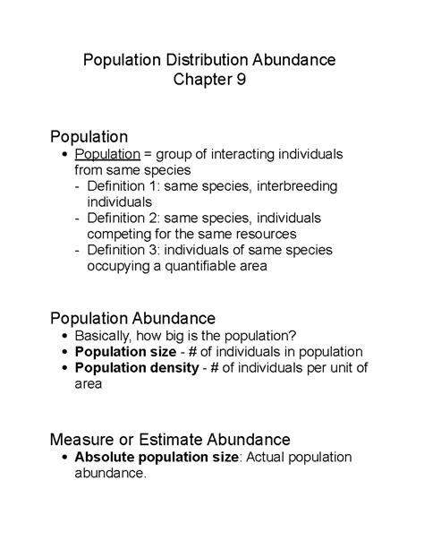 Population Distribution Definition